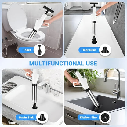 Heavy-Duty Drainage Spray Gun with Adjustable Pressure - Air Plunger Tool for Unclogging Toilets Sinks & Floor Drains, No Electricity Needed, Durable Plastic Design, 1pc White