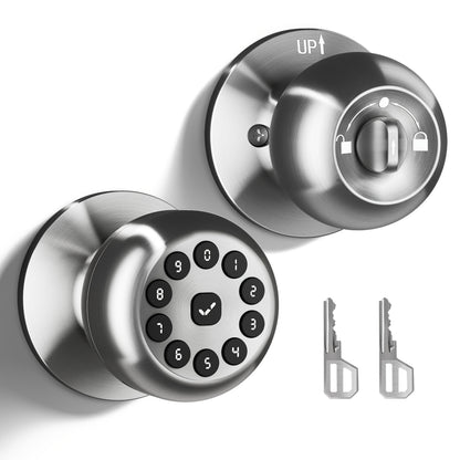 Smart Door Lock Keyless Entry – 3-in-1 APP + PIN + Key Access, Auto-Lock, Wireless Bedroom Door Lock with Durable Alloy Construction, Easy Installation, Holiday Gift for Family (Silver)