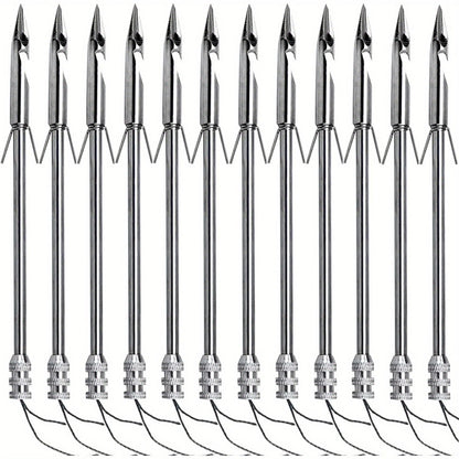 Stainless Steel Slingshot Fishing Arrowheads 12-Pack, Bowfishing Arrow Tips for Slingshot Bow Fishing & Target Practice, Detachable Broadhead Darts with Fishing Line Hole - Replacement Shooting Points