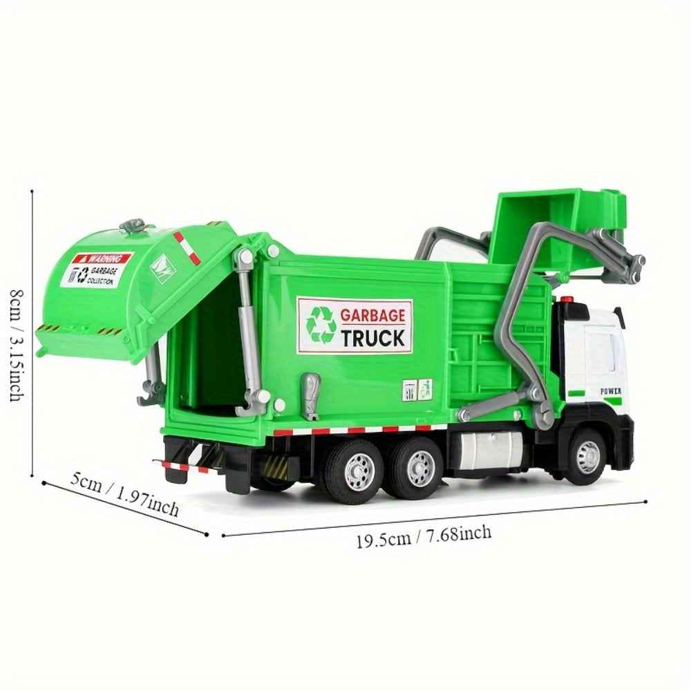Garbage Truck Toy with 4 Trash Bins Lights & Sound – Recycling Sorting Sanitation Truck with Lifting Dumping Action Educational Vehicle Toy for Kids Ages 3-8 Birthday Gift Boys Girls