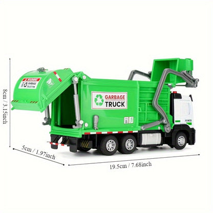 Garbage Truck Toy with 4 Trash Bins Lights & Sound – Recycling Sorting Sanitation Truck with Lifting Dumping Action Educational Vehicle Toy for Kids Ages 3-8 Birthday Gift Boys Girls