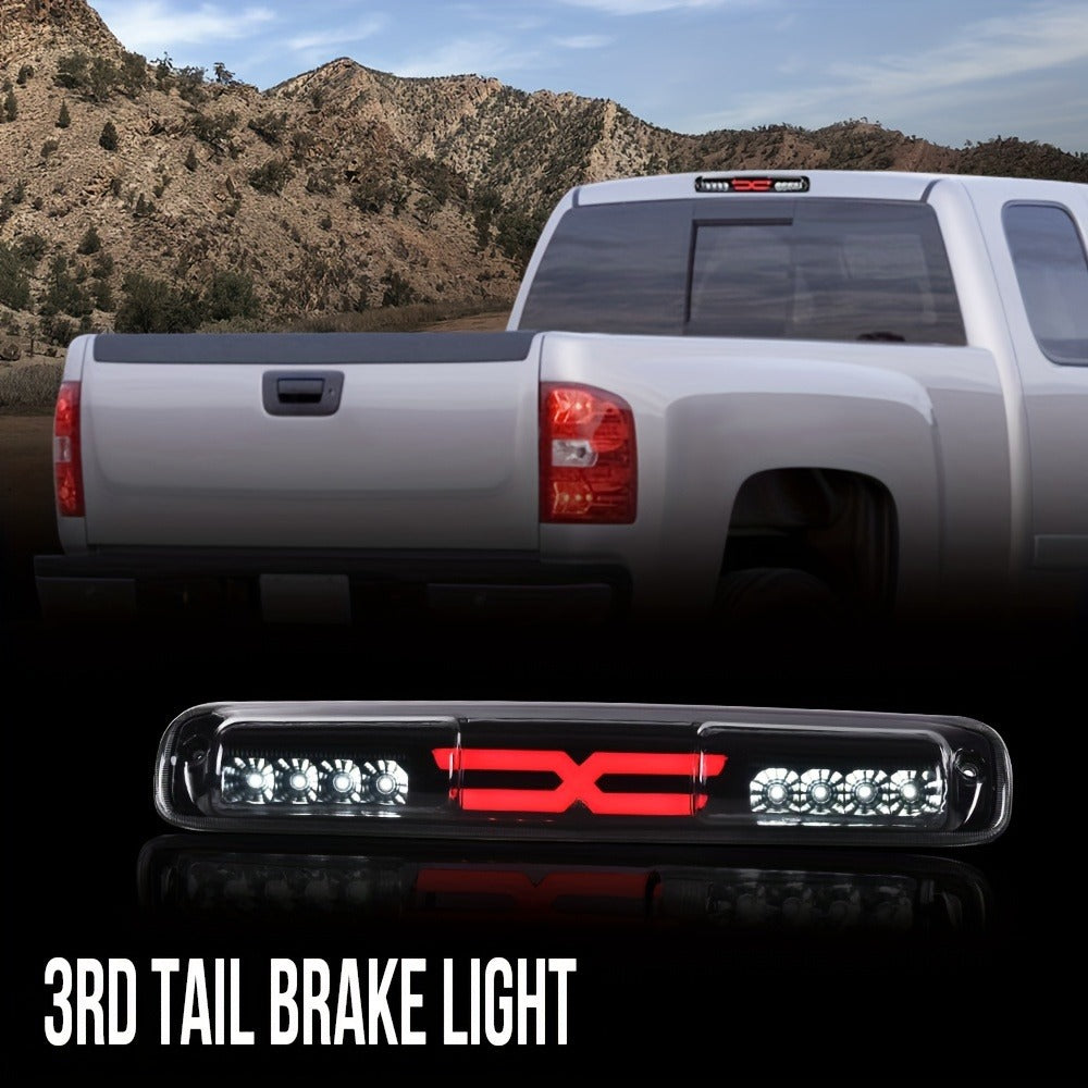 LED Third Brake Light High Mount Stop Lamp for 1999-2007 Chevy Silverado GMC Sierra 1500 2500 3500 HD with Turn Signal & Reverse Light Smoky Lens Black Housing