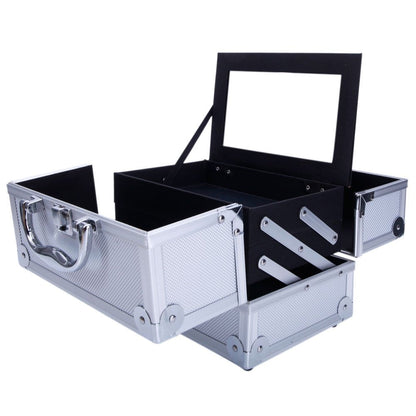 Aluminum Makeup Train Case with Wheels Large Capacity Lockable Cosmetic Trolley Organizer Adjustable Dividers Retractable Handle for Makeup Artists Salon Travel Black Silver Pink Beauty Gift