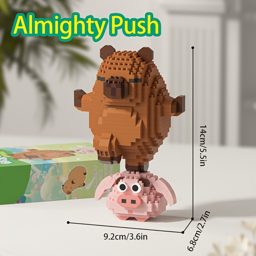 Capybara Micro Brick Building Set 562pcs Collector Edition – Miniature DIY Assembly Desk Decor Stress Relief Toy for Kids Teens Adults Capybara Lover Gift Birthday Easter Christmas Multiple Scenes