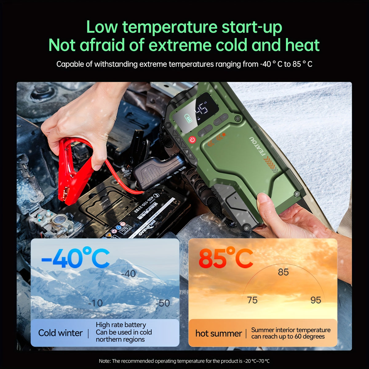 Heavy Duty Jump Starter with Air Compressor 9in 1 Jump Starter, 9000A Heavy Duty Jump Starter (for 2.64gal GasOr 2.38gal Diese)Battery Charger with Intelligent Safety Jumper Cable, Start Power Supply with Air Compressor, 9000AOr8000A Is Optional