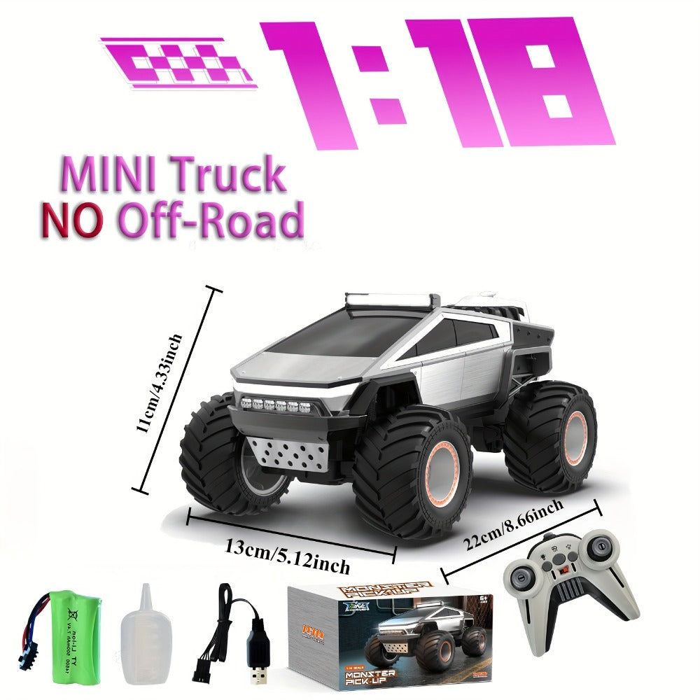 RC Monster Truck Toy 1:14 & 1:18 Scale 2.4GHz 4WD All-Terrain Off-Road Vehicle with LED Lights, Water Spray Effect, Realistic Engine Sound, Metal Body, Big Wheels – Kids Gift