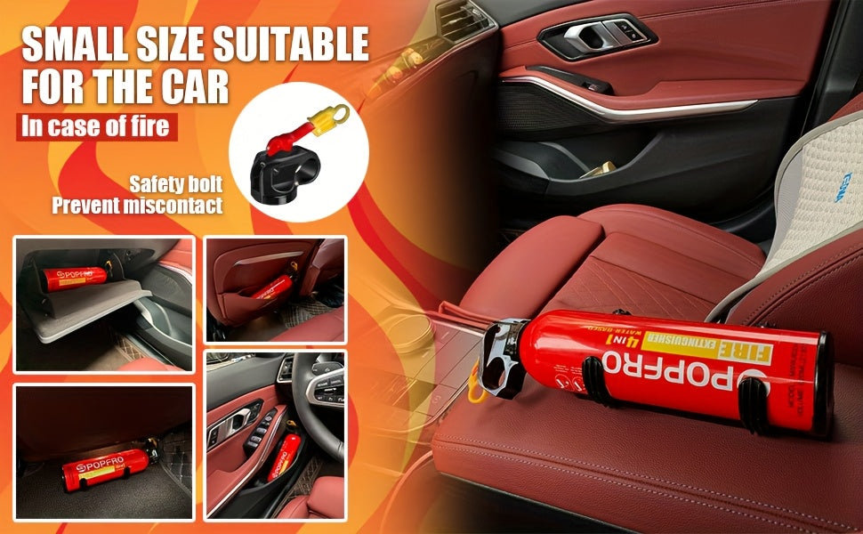 Portable Fire Extinguisher Multi-Class A/C/F – Compact 4-in-1 Car, Home, Kitchen & Garage Fire Suppressor, Non-Toxic Water-Based Agent, Wall-Mount Bracket Included, Covers Electrical, Oil & Grease Fires