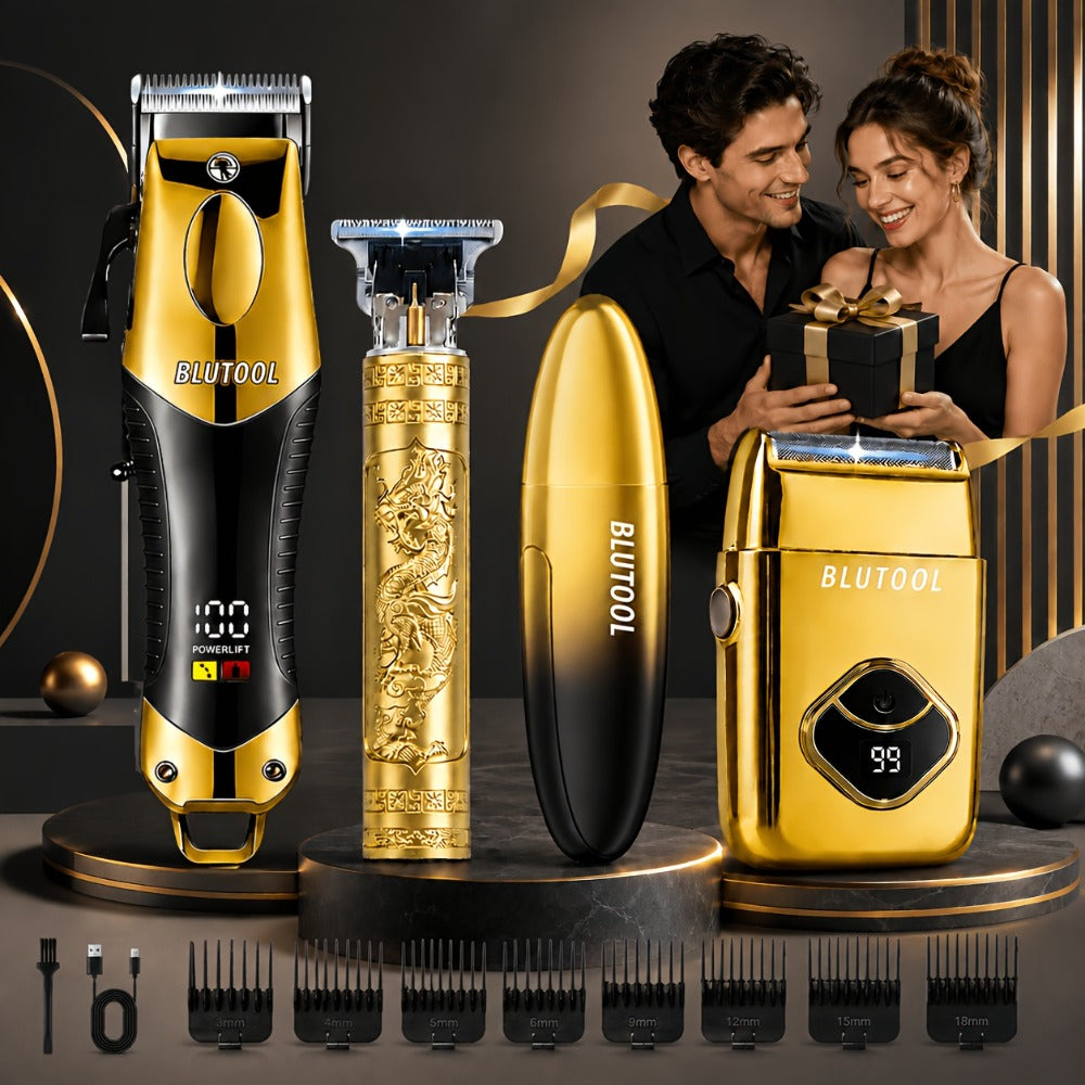 Men's Grooming Kit Hair Clipper & Electric Shaver USB Rechargeable Cordless LED Display – Precision Beard Trimmer Face Shaver Set for Hair Trimming Styling, Grooming Gift for Dad Husband Boyfriend