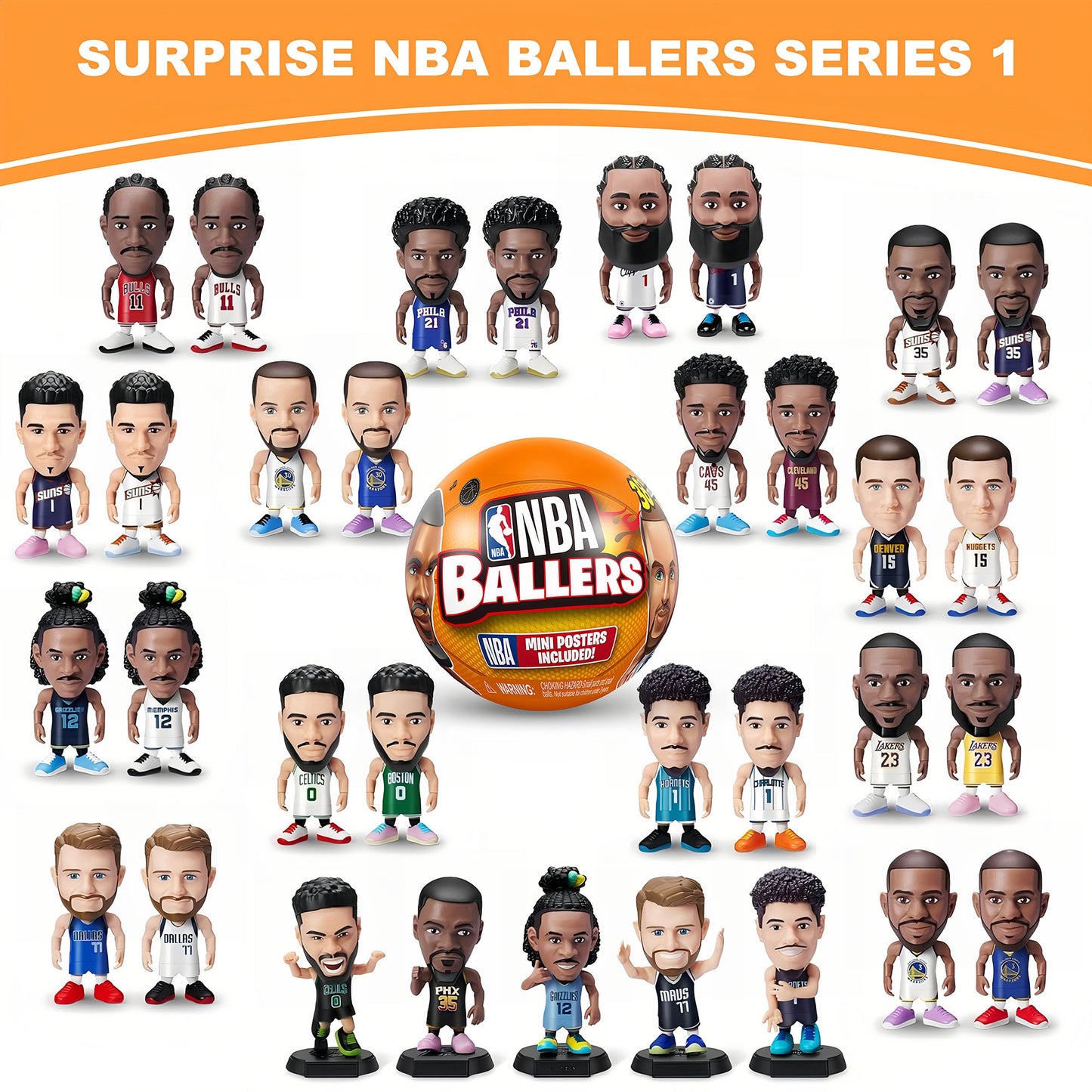 NBA Ballers Mystery Capsule Figurine Series 1 by ZURU – Surprise Unboxing Mini NBA Player Collectible Toy for Boys, Sports Fans & Collectors, Random Basketball Figure Blind Box Gift