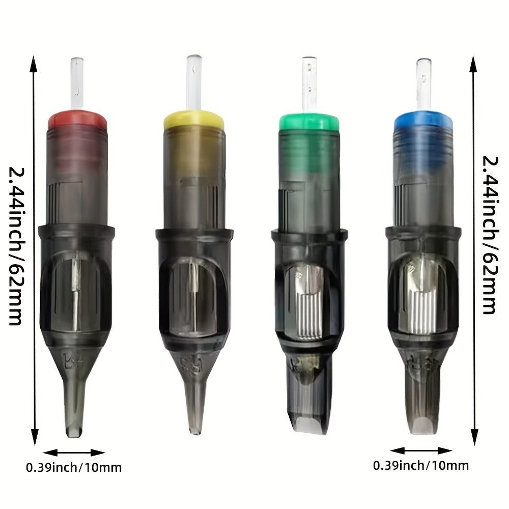 Curved Magnum Tattoo Cartridge Needles 50pcs Mixed Set - Round Mag CM RM Long Taper #12 Standard Disposable Membrane, Compatible with All Cartridge Grips & Rotary Machines, for Shading Blending & PMU