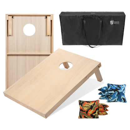 Regulation Cornhole Board Set 4x2 Solid Wood ACA Standard with 8 Bean Bags Carrying Case Tote Outdoor Yard Tailgate Party Game 13 Color Options