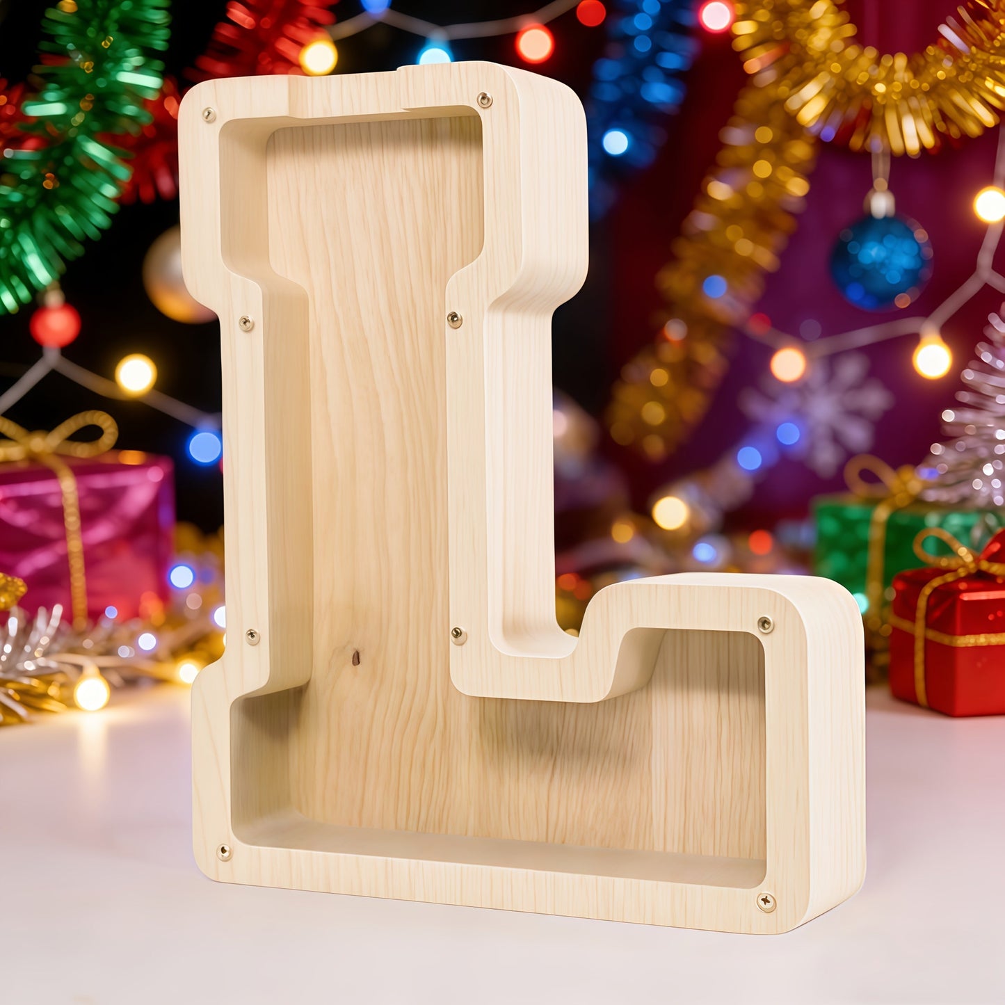 Alphabet Letter Piggy Bank A-Z Wooden Coin Bank Large Capacity Transparent – Personalized Savings Box for Kids | Back to School, Christmas & Birthday Gift