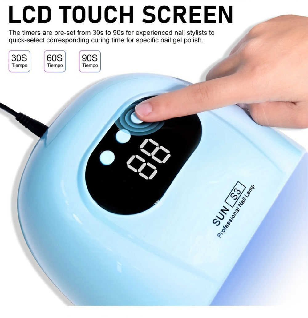 Gel Polish Curing Light USB Nail Dryer Lamp with LCD Display - Professional Nail Art Drying Lamp for All Gel Polish Manicure Pedicure Home Salon Tool, Pink White Blue