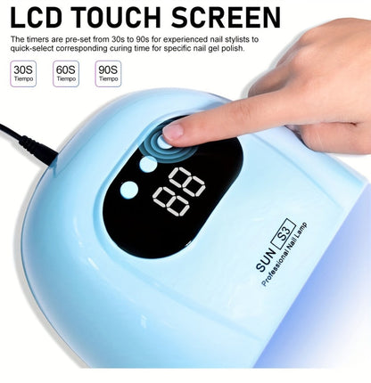 Gel Polish Curing Light USB Nail Dryer Lamp with LCD Display - Professional Nail Art Drying Lamp for All Gel Polish Manicure Pedicure Home Salon Tool, Pink White Blue