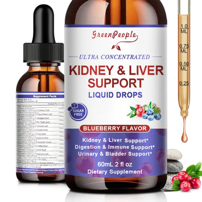 Milk Thistle Liver & Kidney Support Liquid Supplement 27-in-1 Vegan Herbal Formula — Alcohol-Free Fast-Absorbing Detox | Liver Enzyme Balance Kidney Filtration Urinary Wellness | 60ml or 120ml