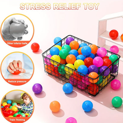 Colorful Plastic Ball Pit Balls for Kids – 100 or 200pcs Vibrant Mixed Color Balls for Ball Pools, Bounce Houses, Kids Pools & Game Houses | Perfect for Birthday Parties & Fun Gatherings