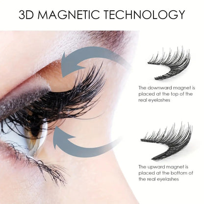 Waterproof 3D Magnetic Lashes 8Pcs Reusable Double Strip False Eyelashes Set with Clips & Glue – Natural Look for Women, Daily Wear, Parties & Special Occasions