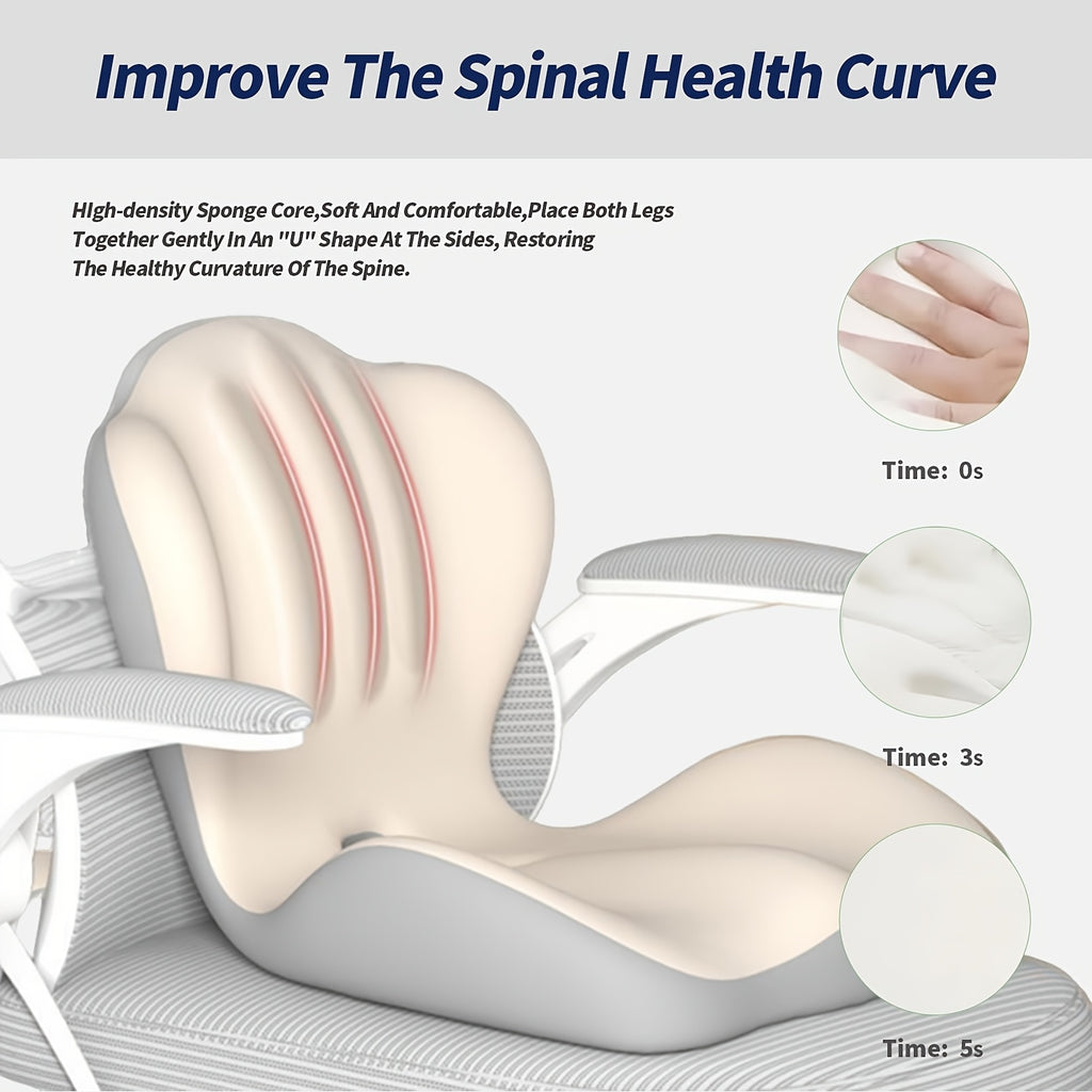 Ergonomic Lumbar Support Cushion, Lower Back and Hip Support Pillow, Memory Foam Back Support, Suitable for Office Chairs and Car Seats, Breathable Design, Ideal for Prolonged Sitting, Driving, and Work Use