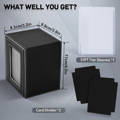 Deck Box Trading Card Storage 100 Double Sleeved Cards Commander Window Display – TCG MTG Pokemon EDH Sports Card Organizer 5 Colors