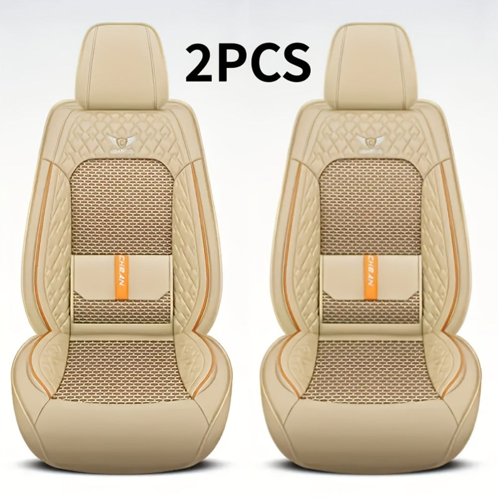 Car Seat Covers Full Set – Faux Leather 5-Seat & 2-Front Options, 3D Diamond Embroidery, Waterproof & Non-Slip for SUVs, Sedans & Trucks