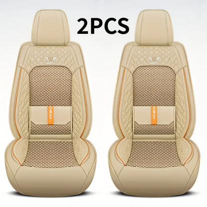 Car Seat Covers Full Set – Faux Leather 5-Seat & 2-Front Options, 3D Diamond Embroidery, Waterproof & Non-Slip for SUVs, Sedans & Trucks