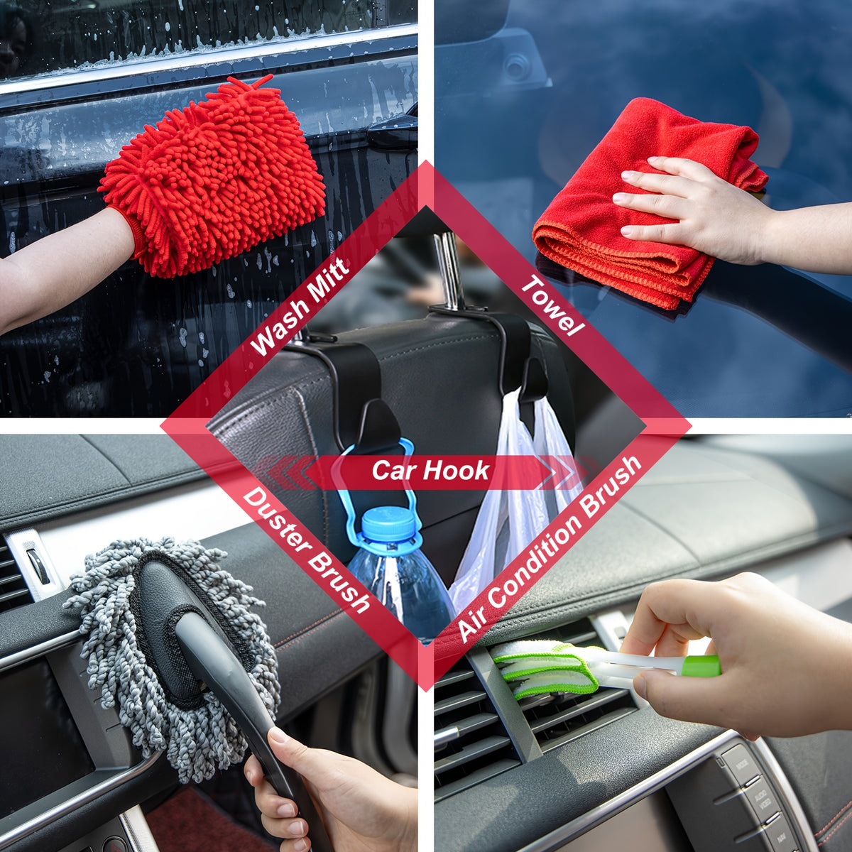 FCLUSLL 26/42pcs Car Washing Cleaning Kit, with Foam Spray Gun, Detail Brush, Portable Vacuum Cleaner, Windshield Cleaning Tools, Tire Brush, Towel, Car Interior And Exterior Details Set, Cleaning Set, Holiday Gifts for Family And Friends