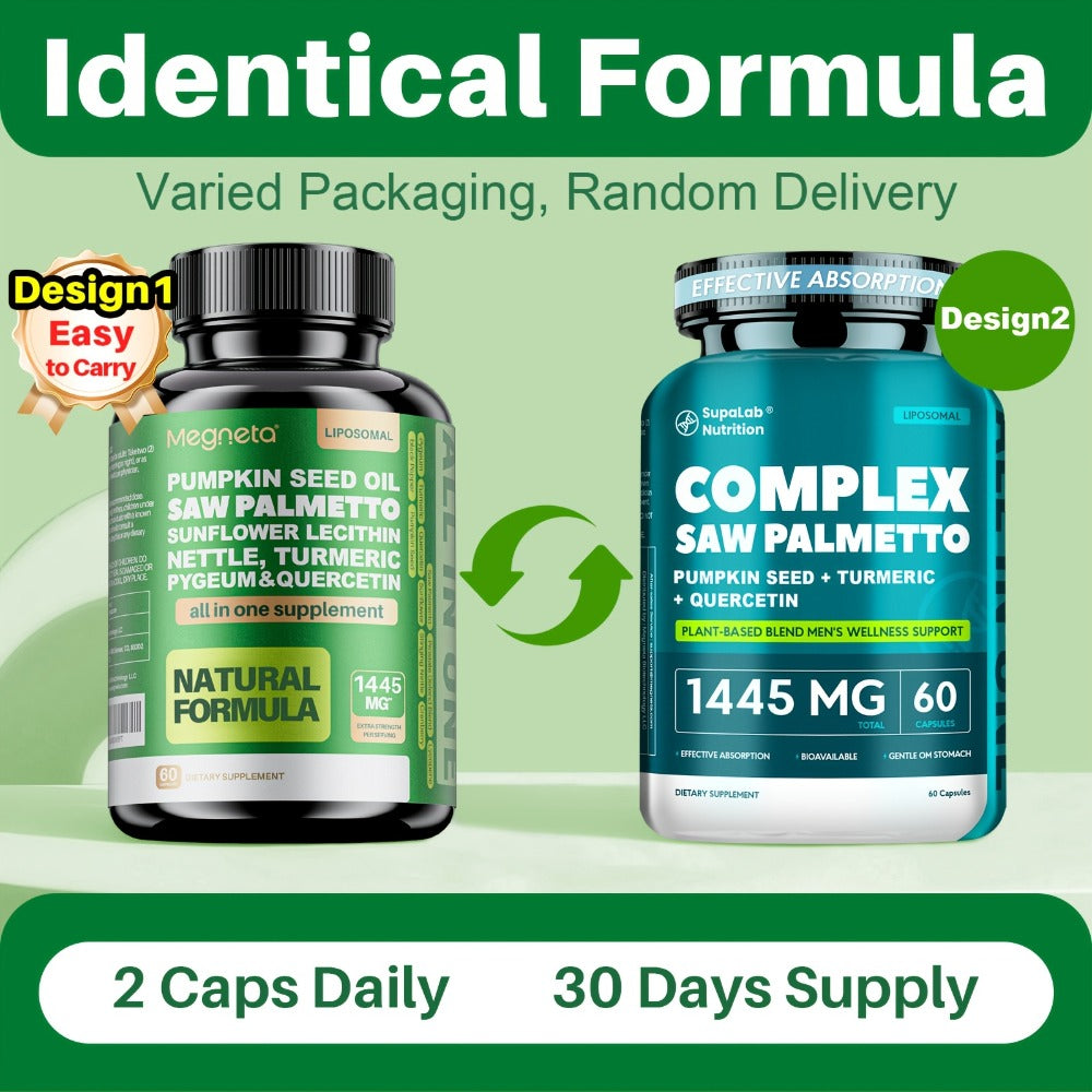 Prostate Support Supplement for Men – Saw Palmetto 33060mg with Pumpkin Seed, Pygeum, Turmeric, Quercetin & Sunflower Lecithin – Urinary & Prostate Health Formula – 60 Capsules