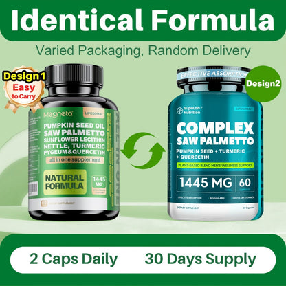Prostate Support Supplement for Men – Saw Palmetto 33060mg with Pumpkin Seed, Pygeum, Turmeric, Quercetin & Sunflower Lecithin – Urinary & Prostate Health Formula – 60 Capsules