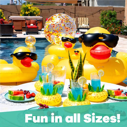 Giant Duck Pool Float for Adults 67 Inch XXL – Ride-On Inflatable Raft Holds 300 lbs, Includes 16-Inch Beach Ball, Pool Lake River Beach Summer Party Decoration
