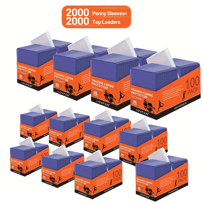 Trading Card Top Loaders 2000ct + 2000 Soft Sleeves – 3"x4" Hard Plastic Baseball Card Protectors, Fits Baseball, Football, Sports & TCG Cards, Bulk Card Storage Bundle