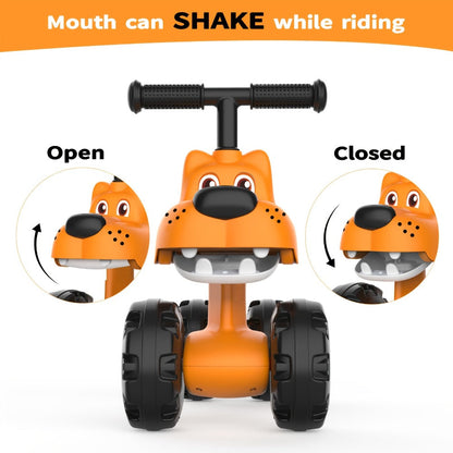 Baby Balance Bike 4 Wheels with Adjustable Seat Toddler Walker Ride On Toy for Ages 10 Months to 3 Years Boys Girls First Birthday Christmas Gift Tiger Design Yellow
