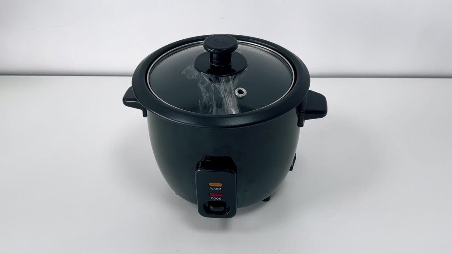 Rice Cooker Small Mini 3-Cup Uncooked 6-Cup Cooked – 1.5Qt Electric Rice Pot with Auto Keep Warm, One-Touch Operation, Oatmeal Cooker & Soup Maker for Individuals & Small Families, Black