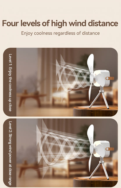 Camping Fan with Light & USB Rechargeable | Portable Outdoor Tent Fan with Tripod Stand, Detachable Blades, Adjustable Speed & Brightness for Camping, Bedroom, Dormitory & Travel Use – Silent Operation