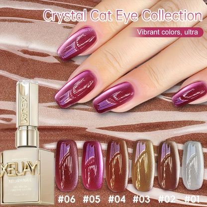 Magnetic Cat Eye Gel Polish Set 6 Colors Holographic Reflective Rock Candy Soak Off LED UV – Multidimensional Shimmer Nail Art Gel for Salon & DIY Manicure, Nail Art Gift for Women