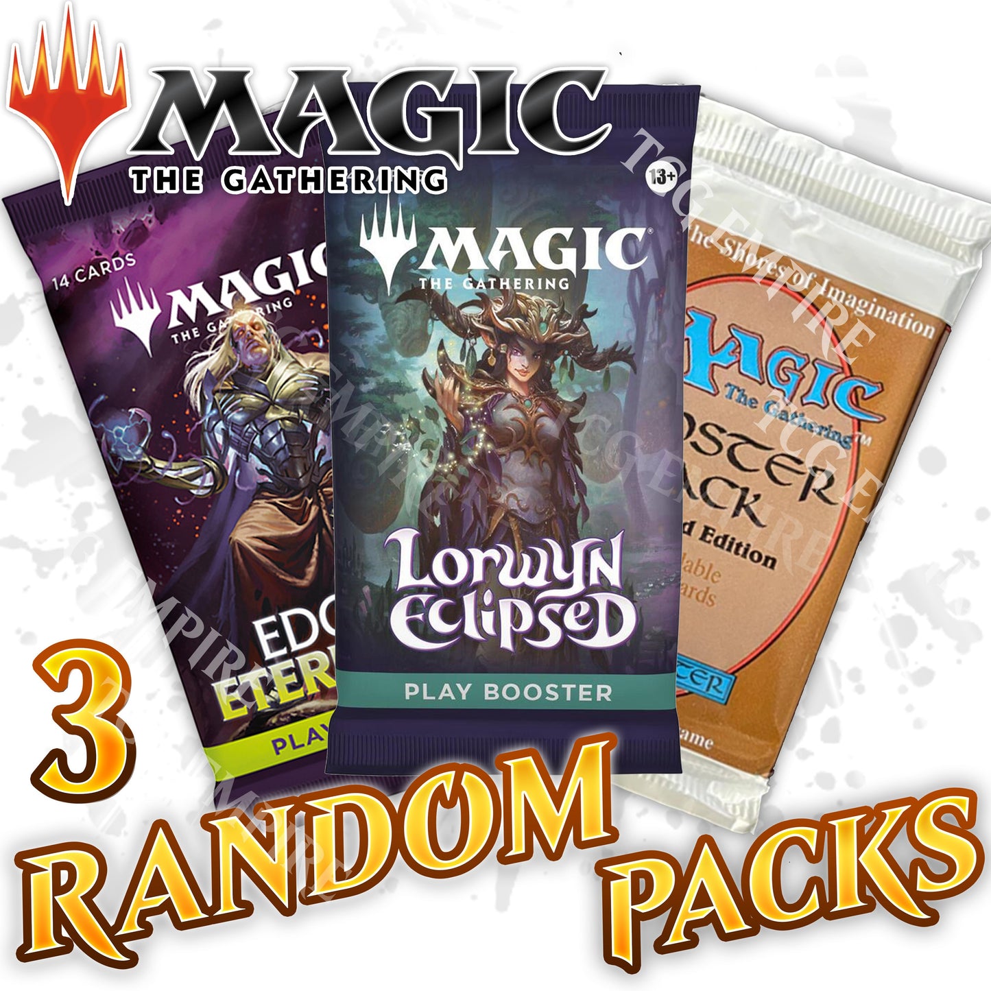 MTG Booster Pack Bundle – 3 Random Factory Sealed Magic: The Gathering Packs | Foils, Rares & Mythics | Lorwyn, Final Fantasy & More | Gift for Players & Collectors