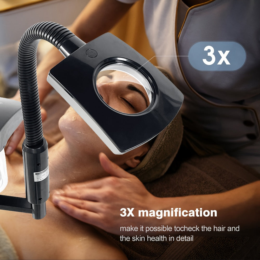 Facial Steamer with Ozone & 3X Magnifying Lamp — 2-in-1 Professional Wheeled Spa Steamer, Timer Preset, Home Face Sauna, Deep Pore Cleansing Skin Care Beauty Device for Women