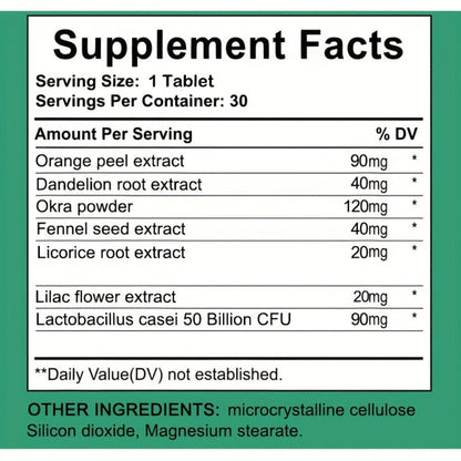 Gut Health Supplement Tablets with Licorice Root & Dandelion Root — High Fiber Herbal Formula for Digestive Wellness, Bloating Relief, Detox & Microbiome Support | 60 Tablets | 30-Day Supply