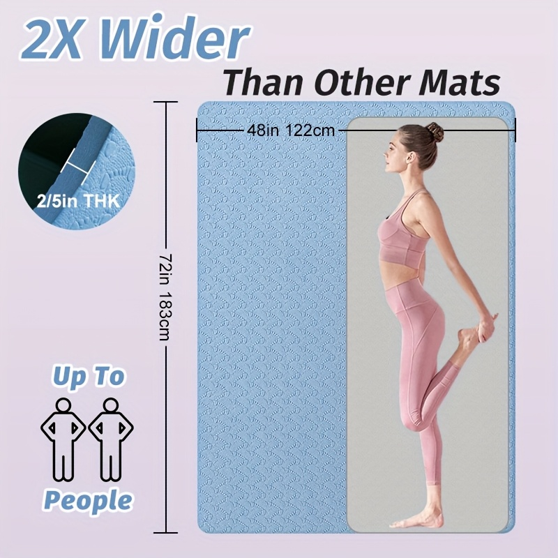 Extra Large TPE Yoga Mat 6’×4’ – 10mm Extra Thick Non-Slip Exercise Mat with Alignment Lines, Double-Sided Grip, 24 Sq Ft Professional Yoga Mat for Women & Men, Home Workout, Pilates & Gym