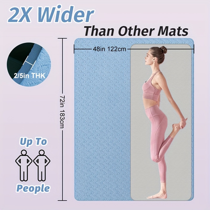 Extra Large TPE Yoga Mat 6’×4’ – 10mm Extra Thick Non-Slip Exercise Mat with Alignment Lines, Double-Sided Grip, 24 Sq Ft Professional Yoga Mat for Women & Men, Home Workout, Pilates & Gym