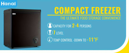 Chest Freezer, Compact Mini Deep Freezer with 7-Level Temperature Control (-11.2°F to 50°F), Low Noise R600a Compressor, Removable Basket – 3.8 Cu Ft Upright Freezer for Dorm, Apartment, Garage & Home Kitchen