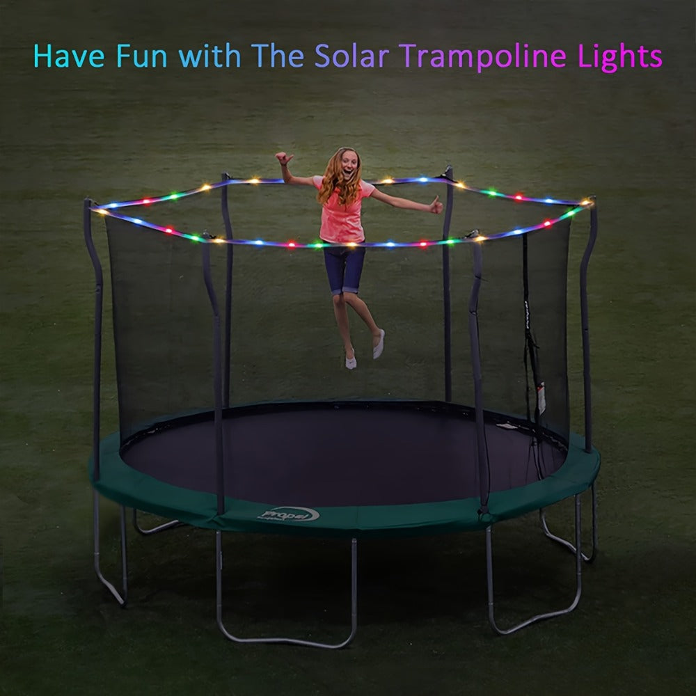 Solar Trampoline Lights for Kids – IP65 Waterproof LED Trampoline Accessories, 8 Dynamic Modes, Solar Powered Outdoor Light for 8-16ft Trampolines | Warm White, Multicoloured, White