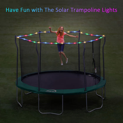 Solar Trampoline Lights for Kids – IP65 Waterproof LED Trampoline Accessories, 8 Dynamic Modes, Solar Powered Outdoor Light for 8-16ft Trampolines | Warm White, Multicoloured, White