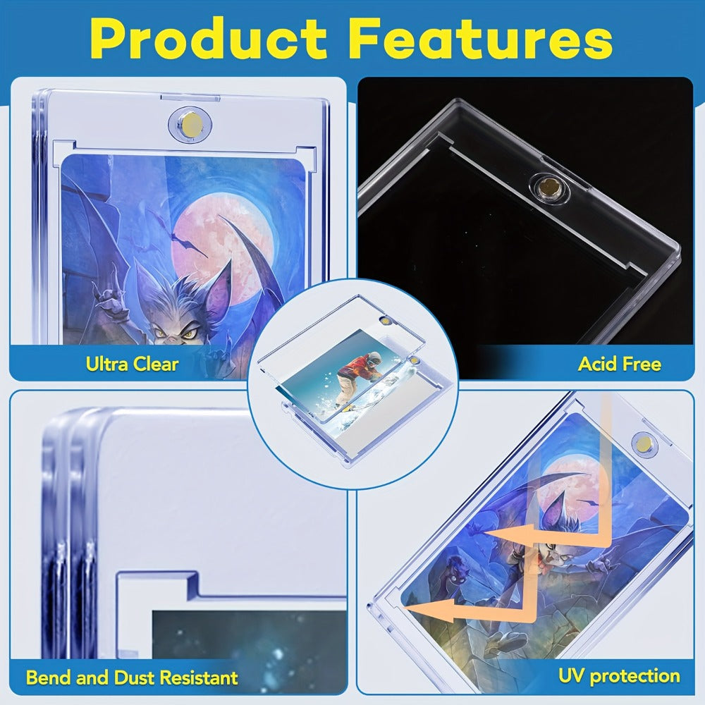 Magnetic Card Holders 35pt One-Touch Hard Case for Trading Cards – Sports Baseball Pokemon TCG Card Protector Sleeves Bulk Pack 5 30 60pcs Collector Gift