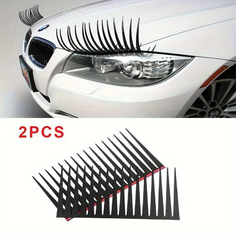 Car Headlight Eyelash Stickers – Cute Funny Lash Decals for All Vehicles, Festive Christmas Car Accessory, Universal Fit Headlight Decoration (2pcs)
