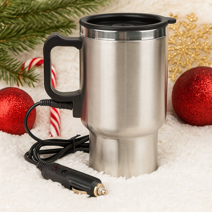 Car Electric Kettle 12V - Portable Stainless Steel Travel Hot Water Heater Cup for Tea Coffee, 15.22oz Fast Boiling, Camping Road Trip Office Vehicle Use