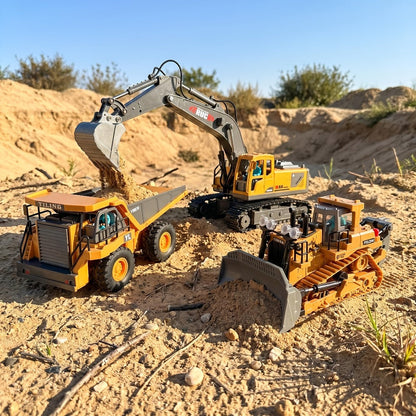 RC Bulldozer 1:24 Scale Alloy with 680° Rotation & Working Arm – 2.4GHz Remote Control Construction Vehicle for Kids, Outdoor Sand & Grass All-Terrain Play, Birthday Christmas Gift for Boys Ages 6+