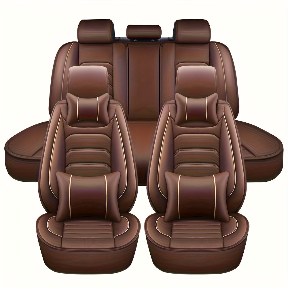 Faux Leather Car Seat Covers 5-Seat Full Set – Waterproof 360° Protection, Foam Padding, Universal Fit for SUV, Truck & Sedan (6 Colors)