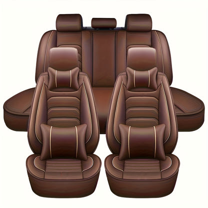 Faux Leather Car Seat Covers 5-Seat Full Set – Waterproof 360° Protection, Foam Padding, Universal Fit for SUV, Truck & Sedan (6 Colors)