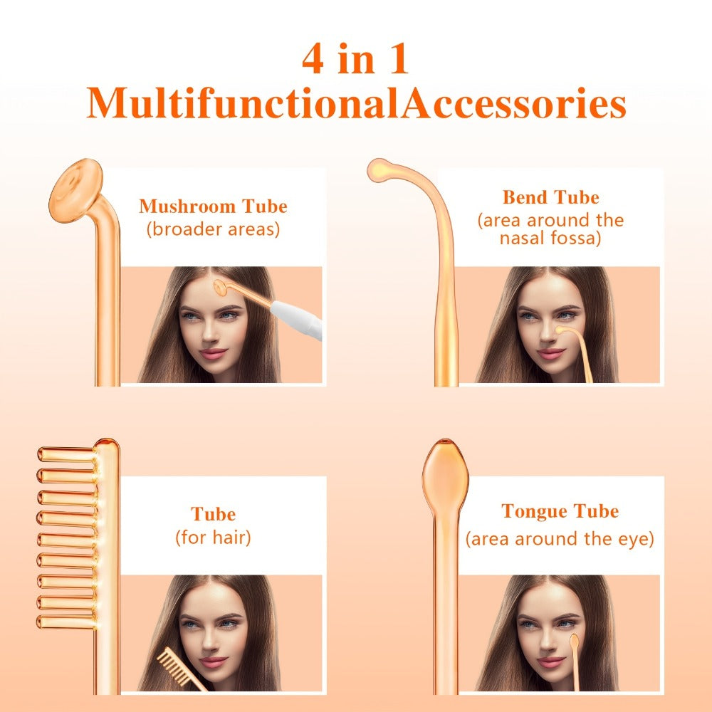 Facial Massager Stick 4-in-1 Vibration Beauty Wand Portable Multi-Function Face Lifting Tightening Skin Care Tool Serum Absorption Anti-Aging Device for Women Family Home Use
