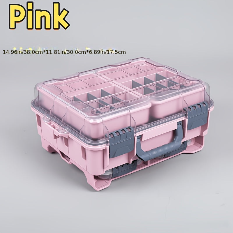 Fishing Tackle Box with Adjustable Dividers & Handle - Multi-Layer Large Capacity Portable Lure Storage Organizer for Hooks, Baits & Accessories - Waterproof Fishing Gear Box for Bass, Kayak & Outdoor Fishing